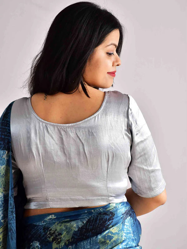 Goose Mashru Silver Silk Blouse
