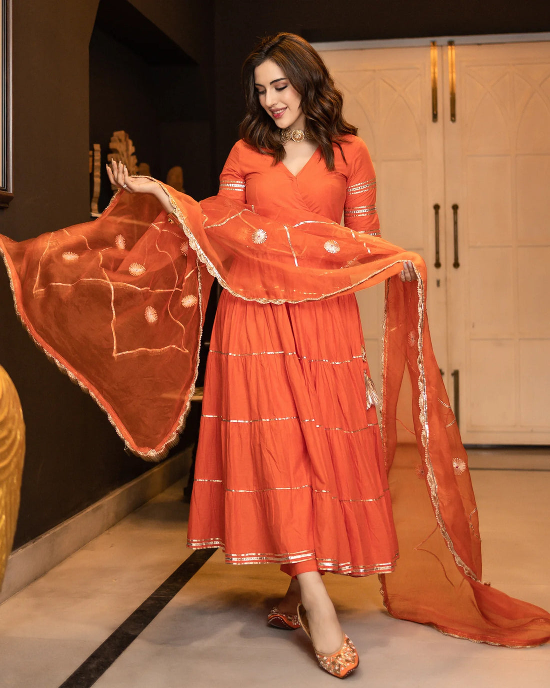 Noor Saffron Festive Anarkali Suit Set