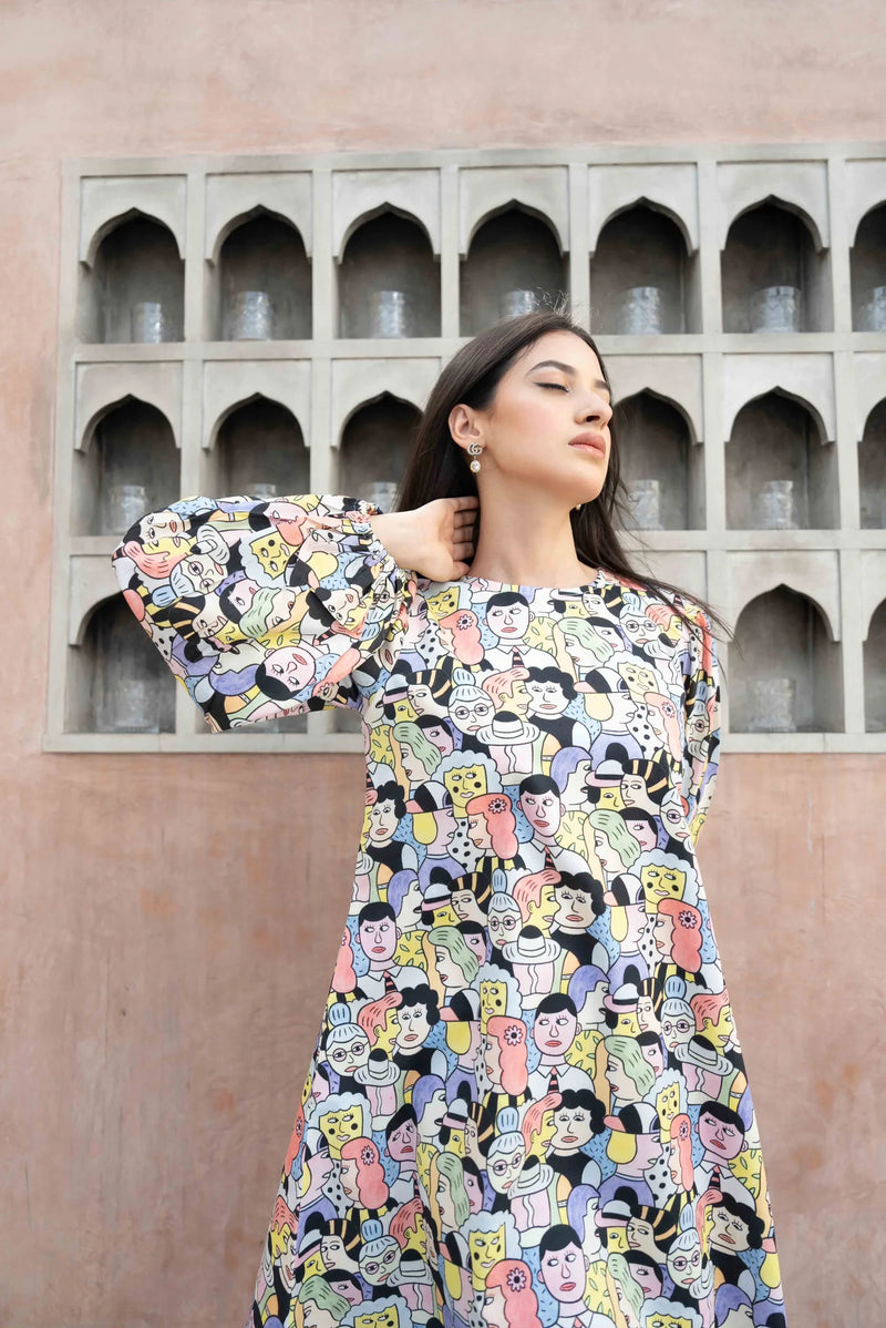 abstract print dress