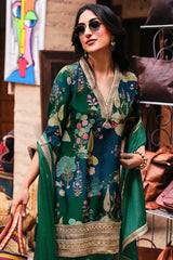 Green Crepe Botanical Printed Suit Set