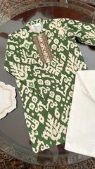 Green Ikat Boys Kurta Set