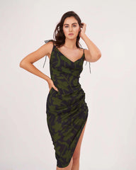 green floral dress