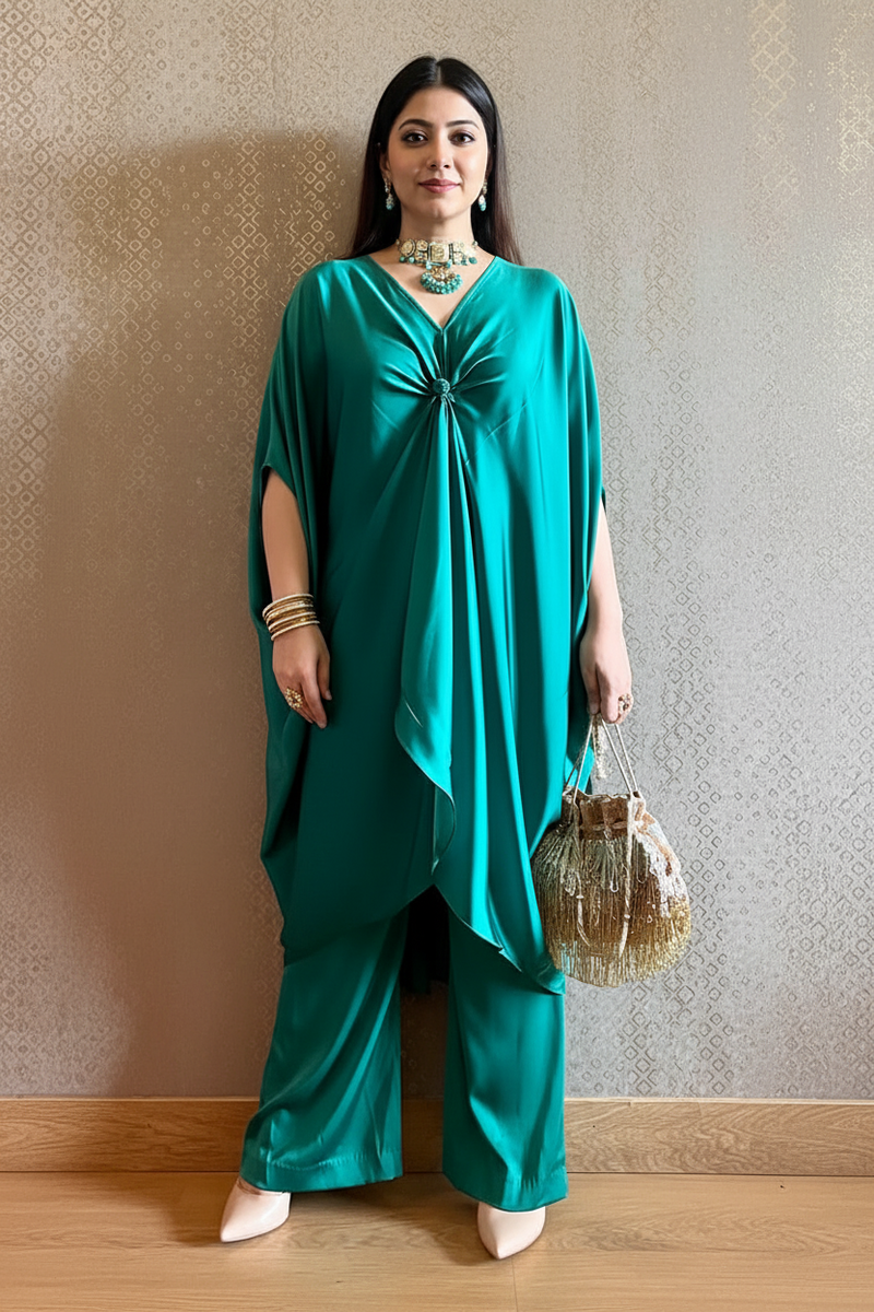 Royal Blue Luxury Satin Silk Flowy Co-ord Set