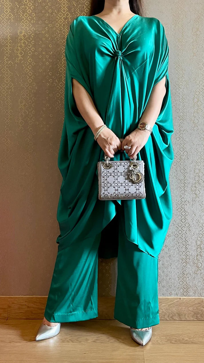 Royal Blue Luxury Satin Silk Flowy Co-ord Set