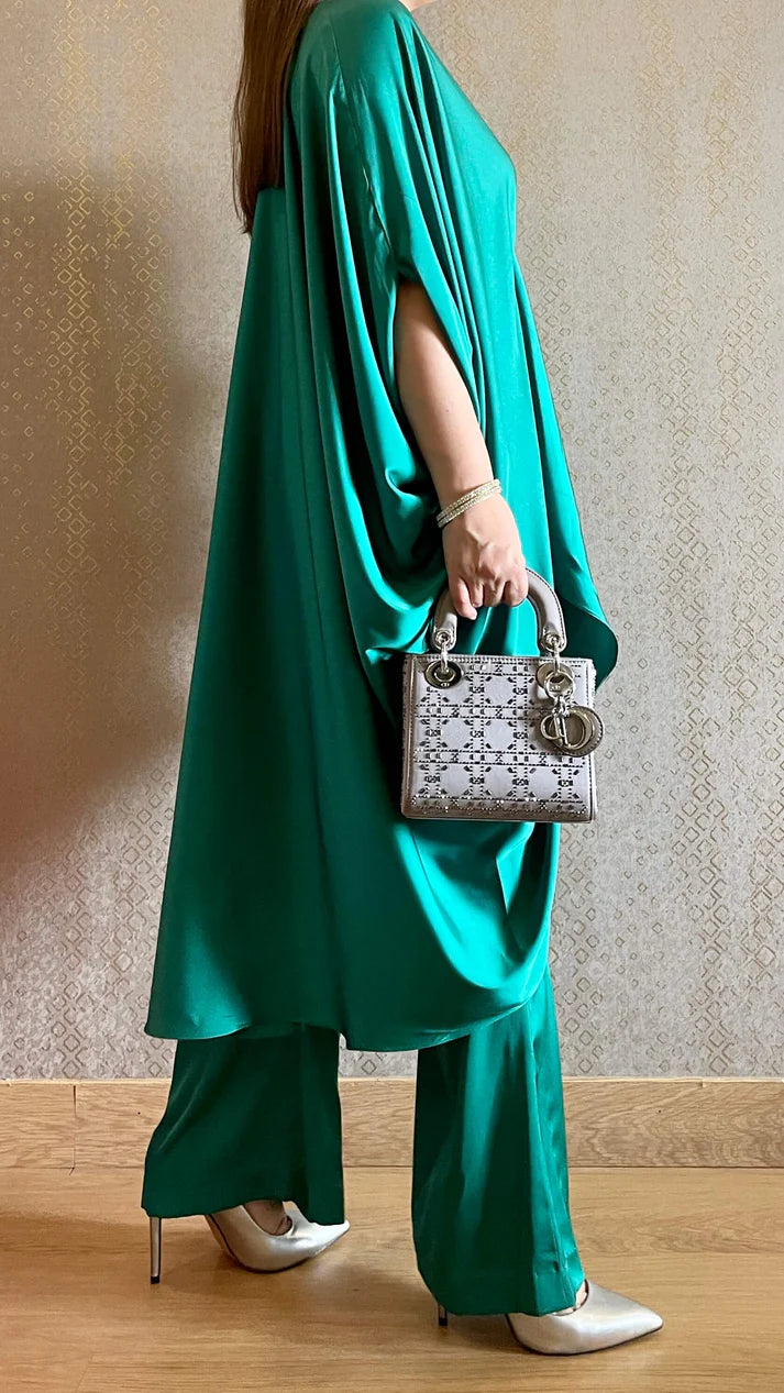 Royal Blue Luxury Satin Silk Flowy Co-ord Set