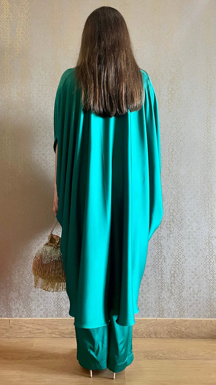 Royal Blue Luxury Satin Silk Flowy Co-ord Set
