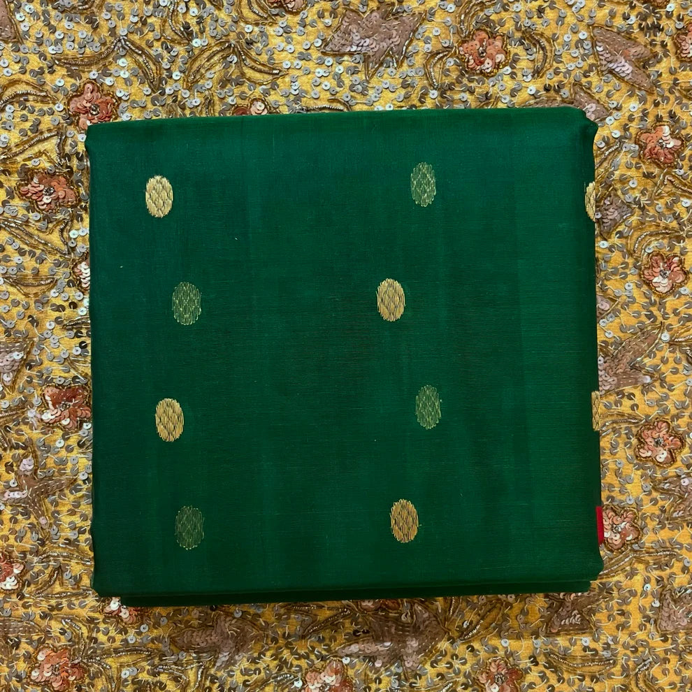 Royal Chanderi Silk Saree with Gold Zari Bootis