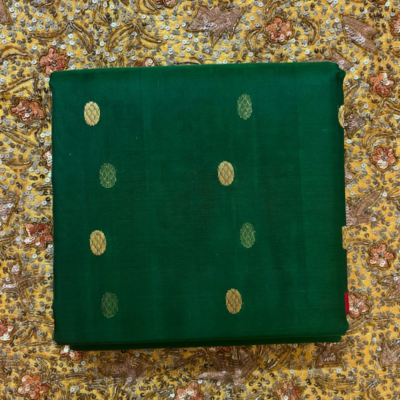 Royal Chanderi Silk Saree with Gold Zari Bootis