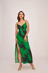 Green and Black Long Gala Dress