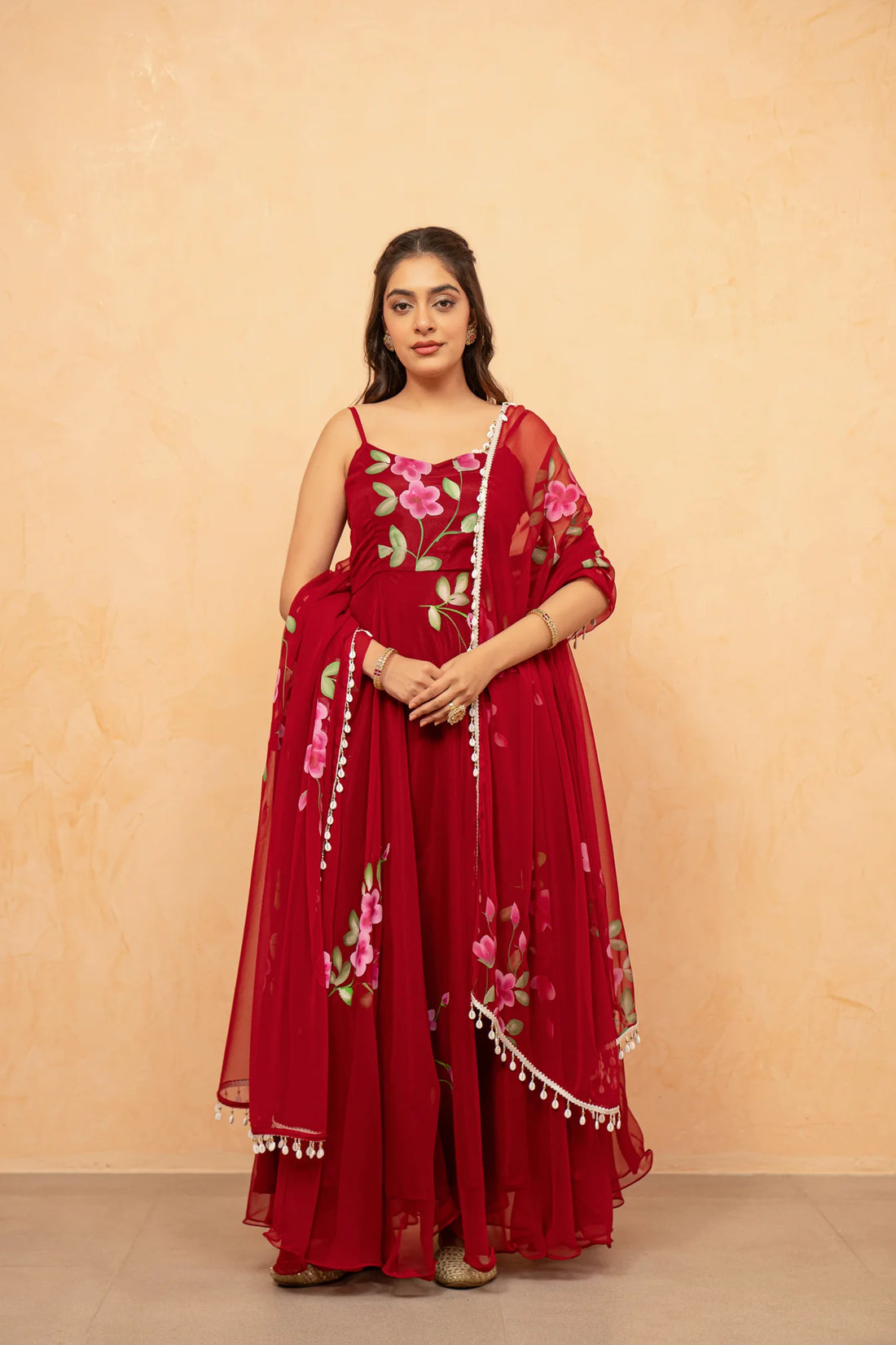 Bloom Canvas Handpainted Georgette Anarkali Suit Set
