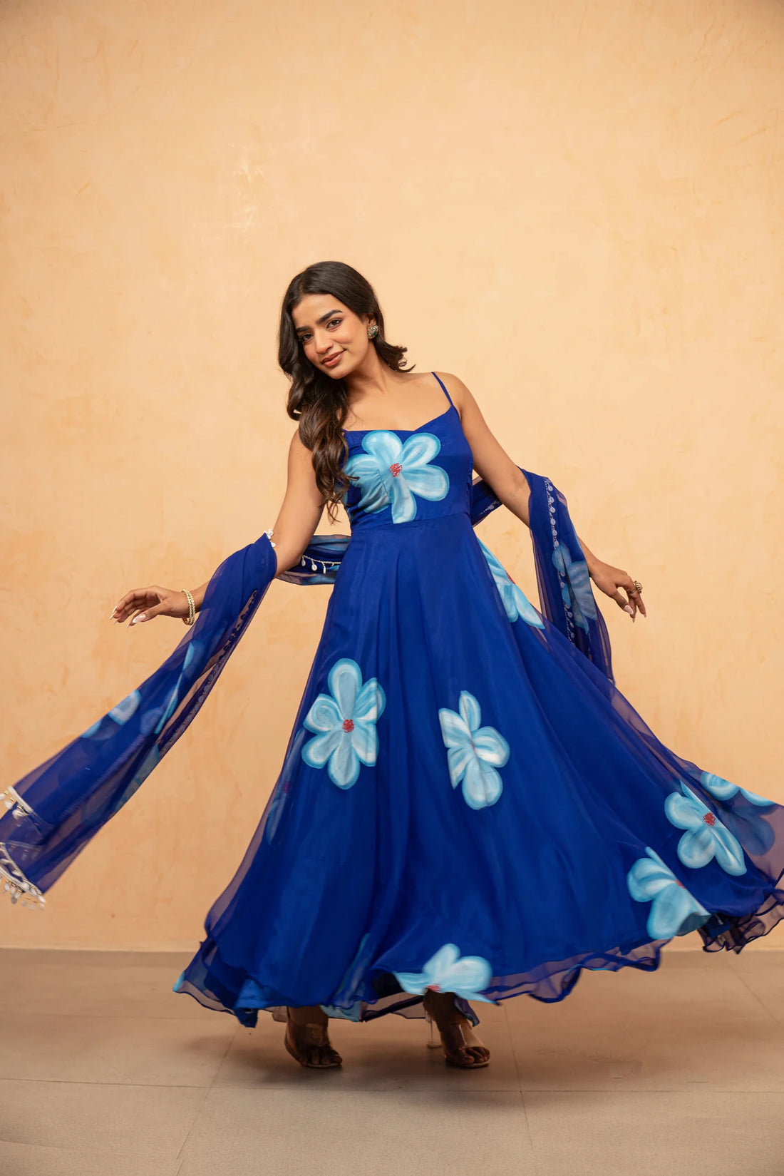 Bloom Canvas Handpainted Georgette Anarkali Suit Set