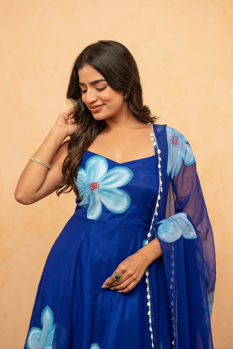Bloom Canvas Handpainted Georgette Anarkali Suit Set