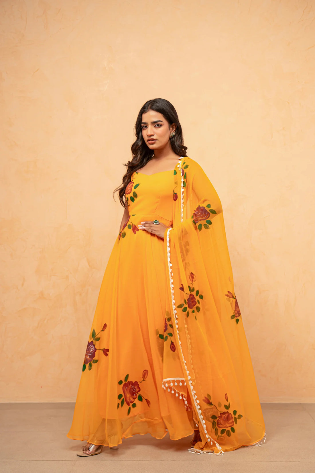 Bloom Canvas Handpainted Georgette Anarkali Suit Set