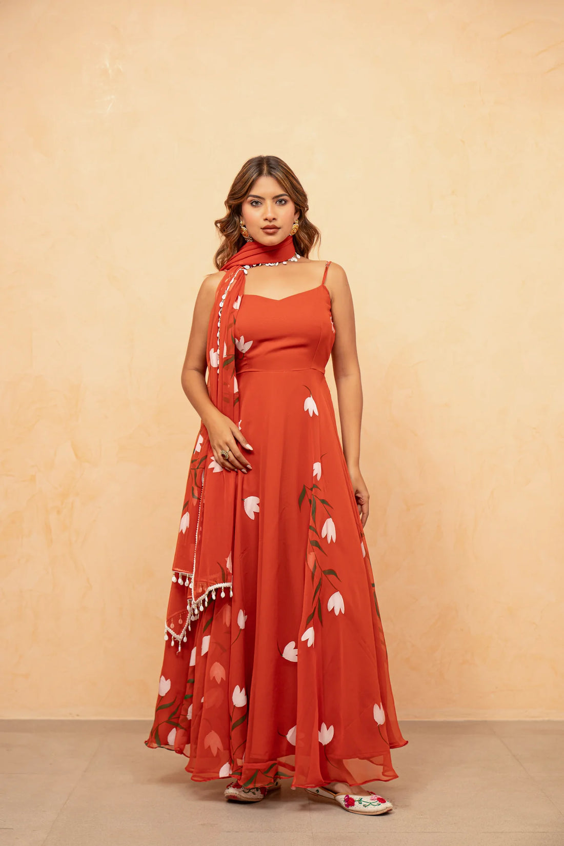 Bloom Canvas Handpainted Georgette Anarkali Suit Set