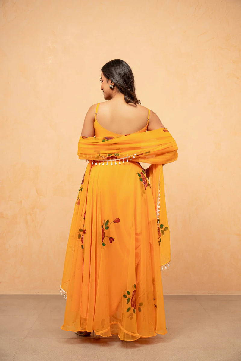 Bloom Canvas Handpainted Georgette Anarkali Suit Set