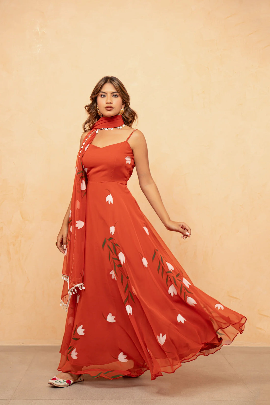 Bloom Canvas Handpainted Georgette Anarkali Suit Set