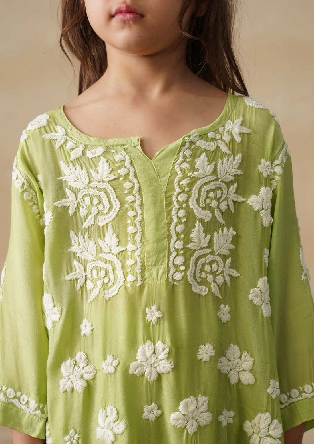 Chikankari Long Kurta Set Kidswear Set