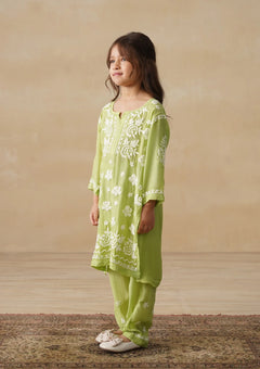 Chikankari Long Kurta Set Kidswear Set