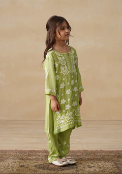 Chikankari Long Kurta Set Kidswear Set