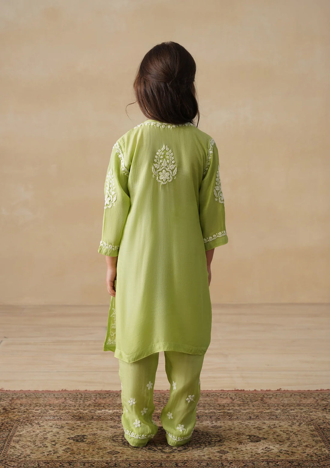 Chikankari Long Kurta Set Kidswear Set