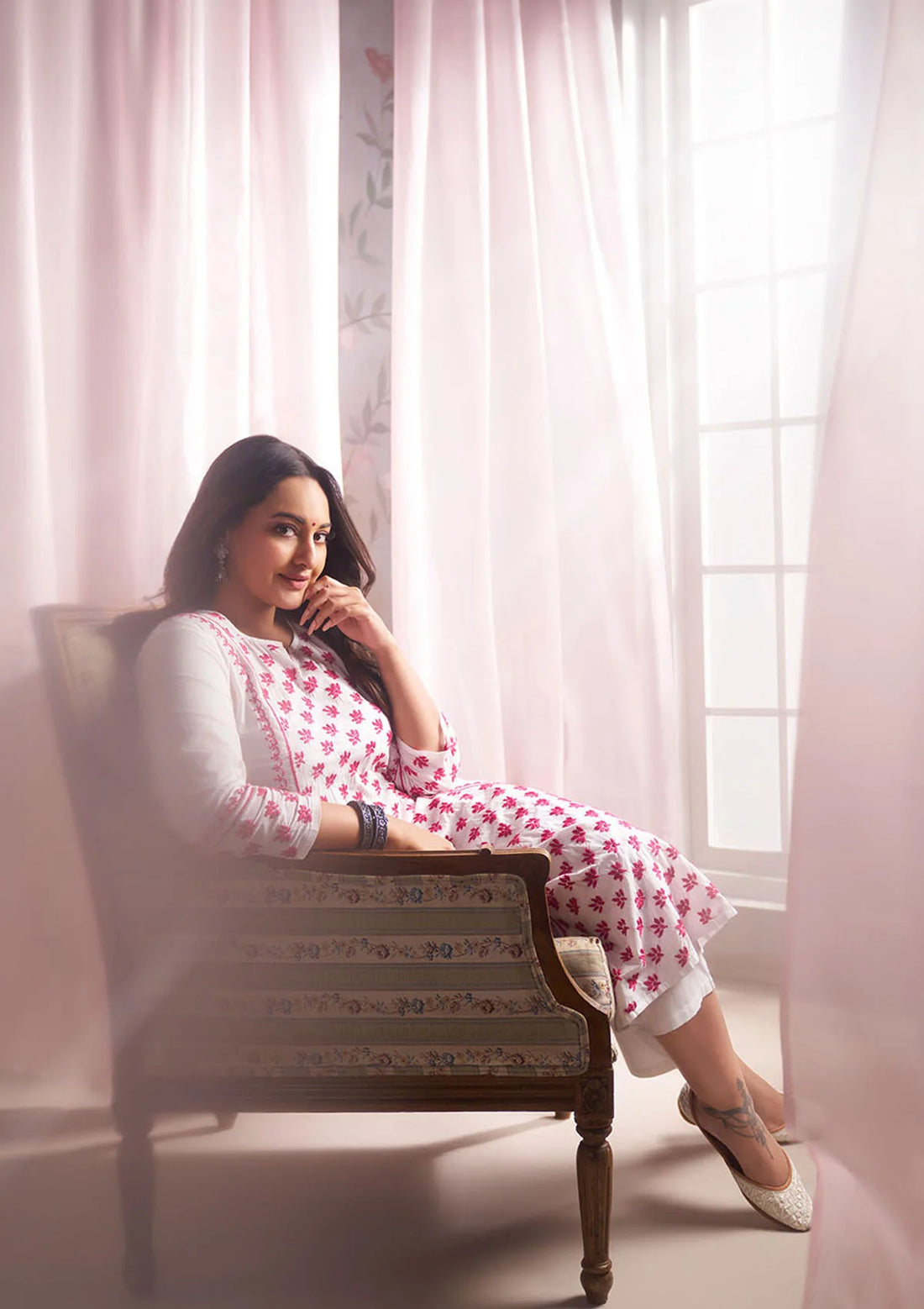 Solid A-Line Women's Long Kurta-White