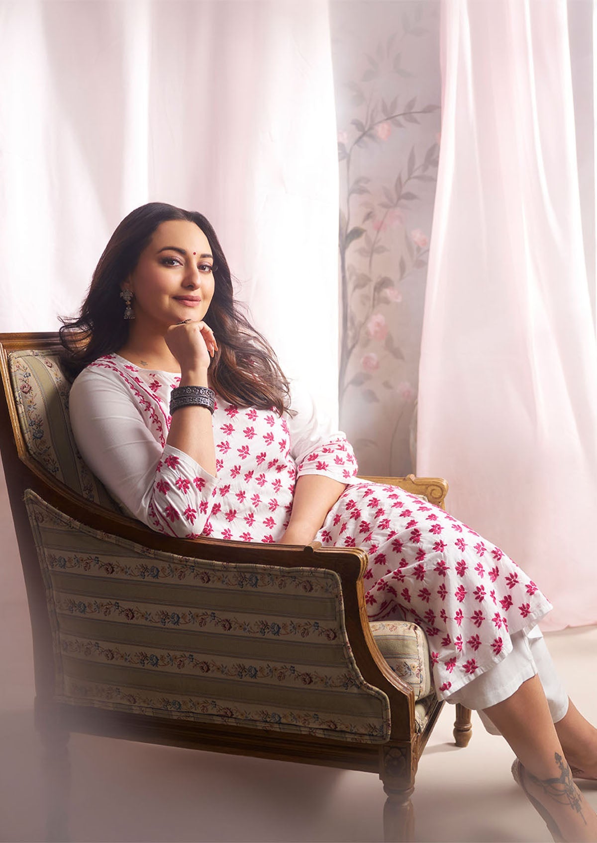 Solid A-Line Women's Long Kurta-White