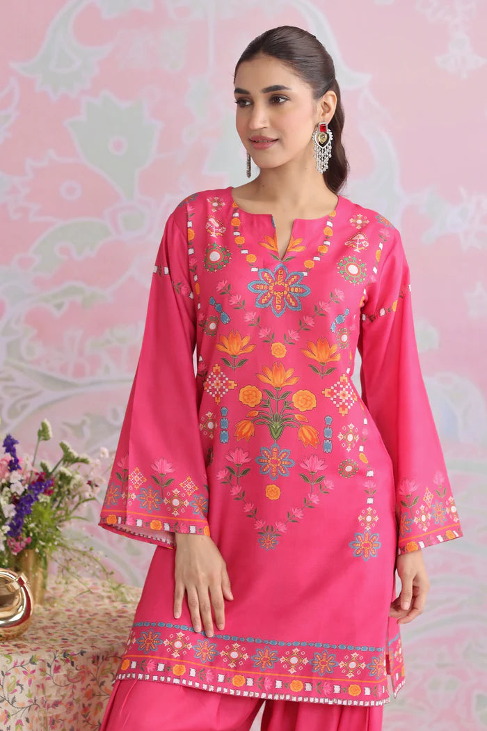 Ikat Printed Lawn Cotton Co-ord Set with Farsi Pants