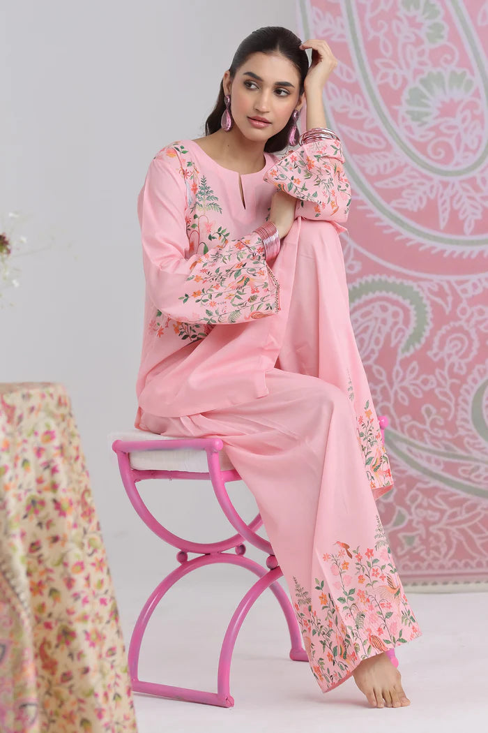 Ikat Printed Lawn Cotton Co-ord Set with Farsi Pants
