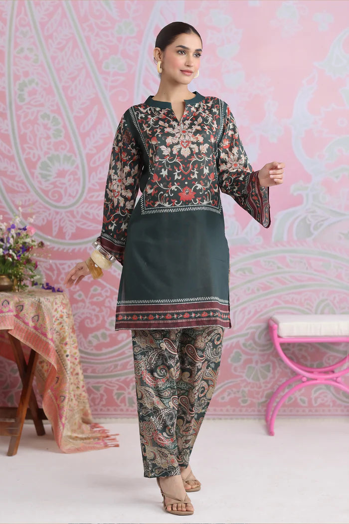 Ikat Printed Lawn Cotton Co-ord Set with Farsi Pants