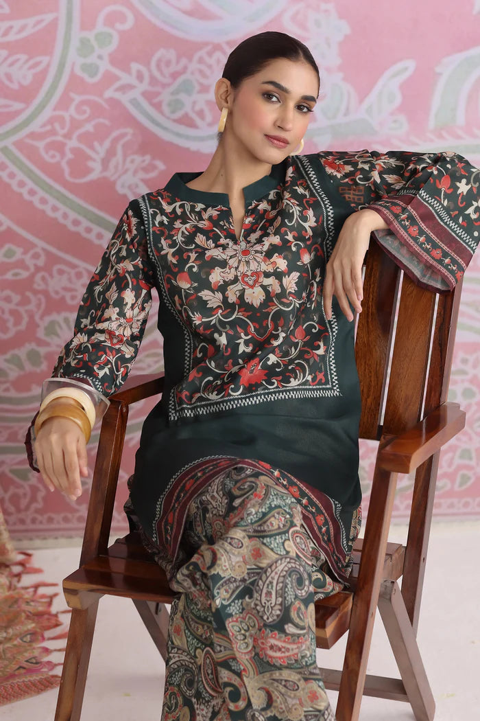 Ikat Printed Lawn Cotton Co-ord Set with Farsi Pants