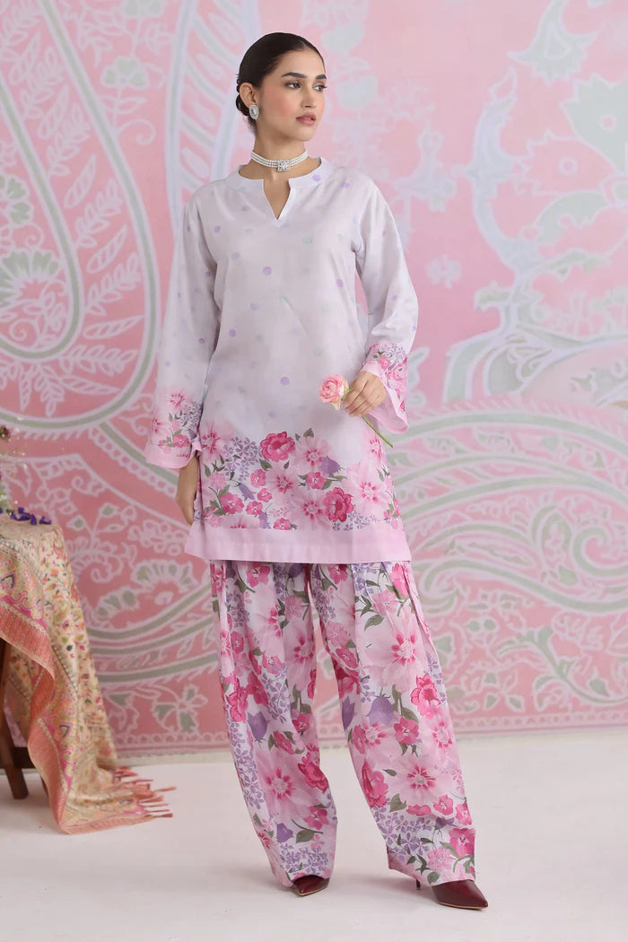 Ikat Printed Lawn Cotton Co-ord Set with Farsi Pants