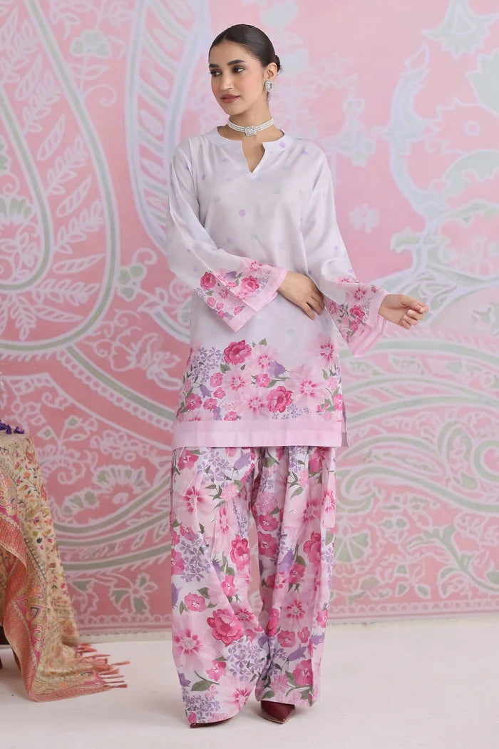 Ikat Printed Lawn Cotton Co-ord Set with Farsi Pants