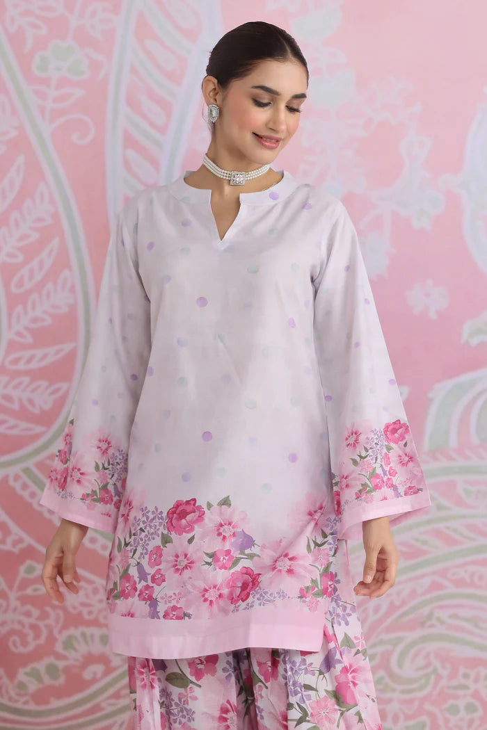 Ikat Printed Lawn Cotton Co-ord Set with Farsi Pants