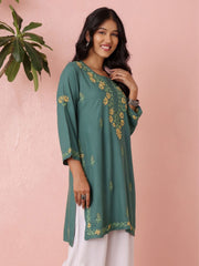 Premium Rayon Multicolor Chikankari Straight Kurti