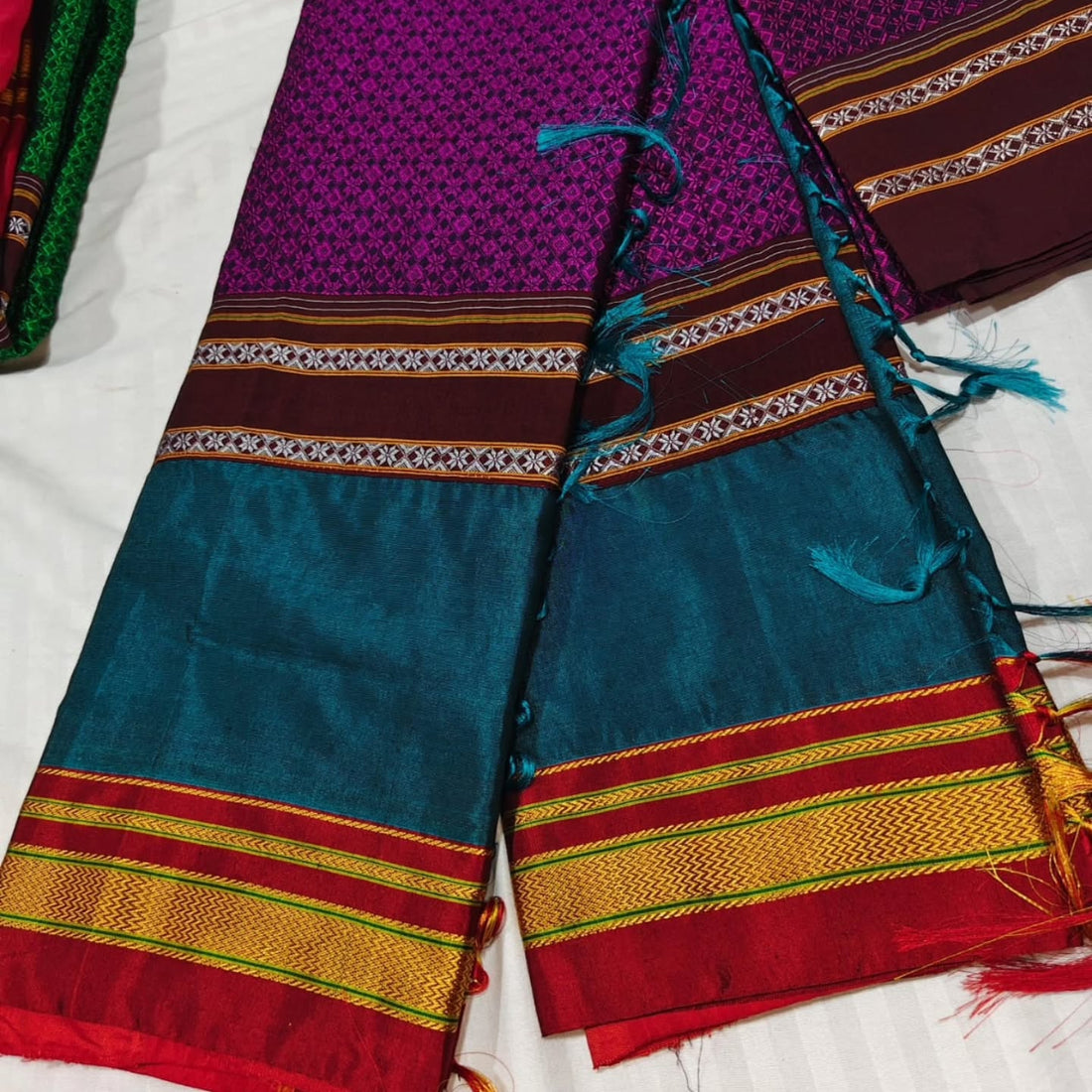 Khan Cotton Half & Half  Blend Saree with Grand Traditional Zari Border