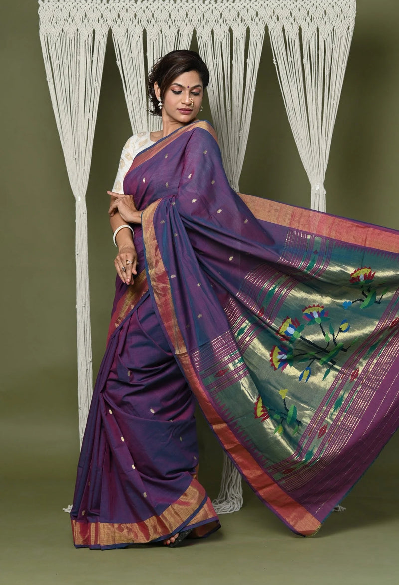 Pure Cotton Handloom Paithani Saree Baby Pink with Zari Border