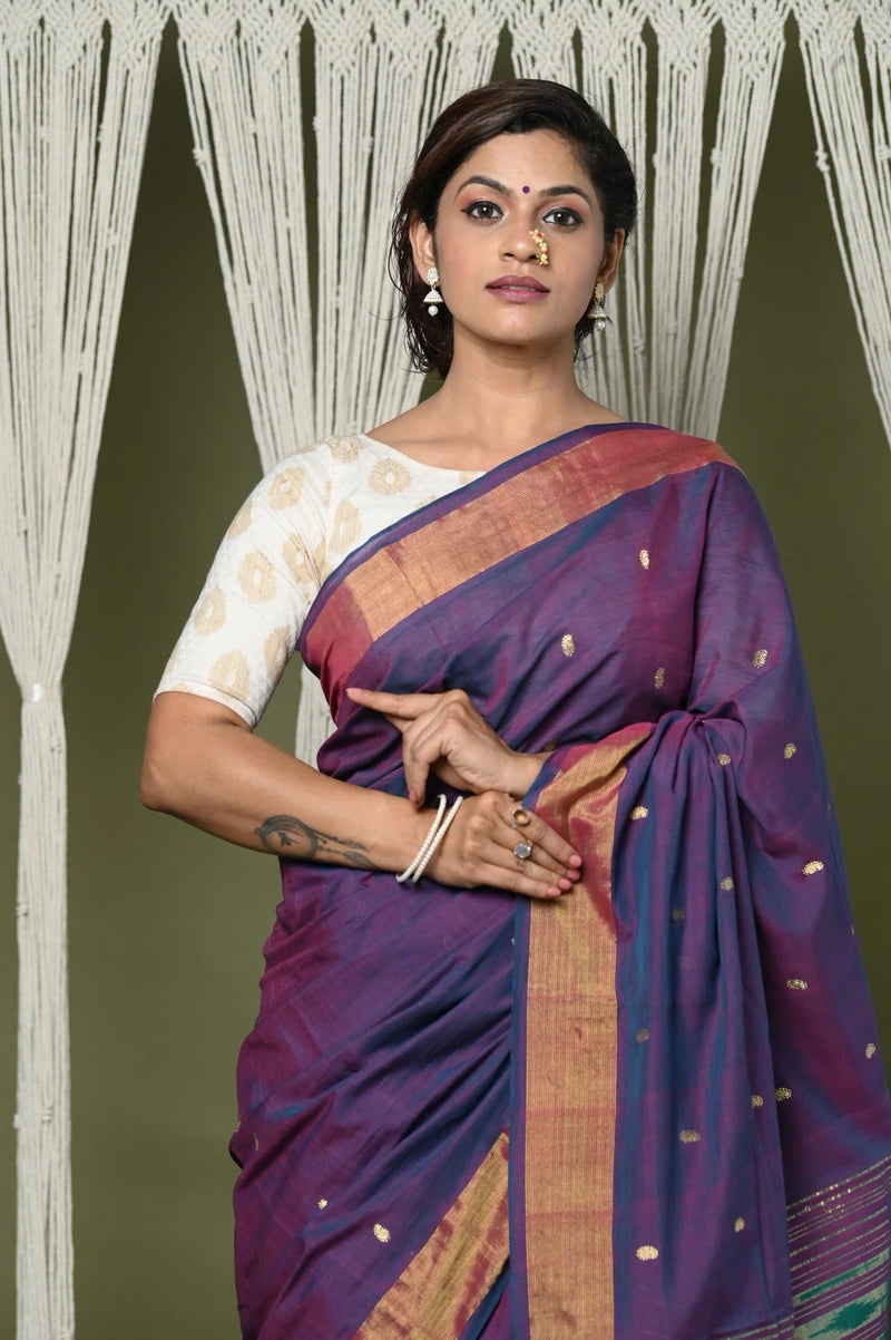 Pure Cotton Handloom Paithani Saree Baby Pink with Zari Border