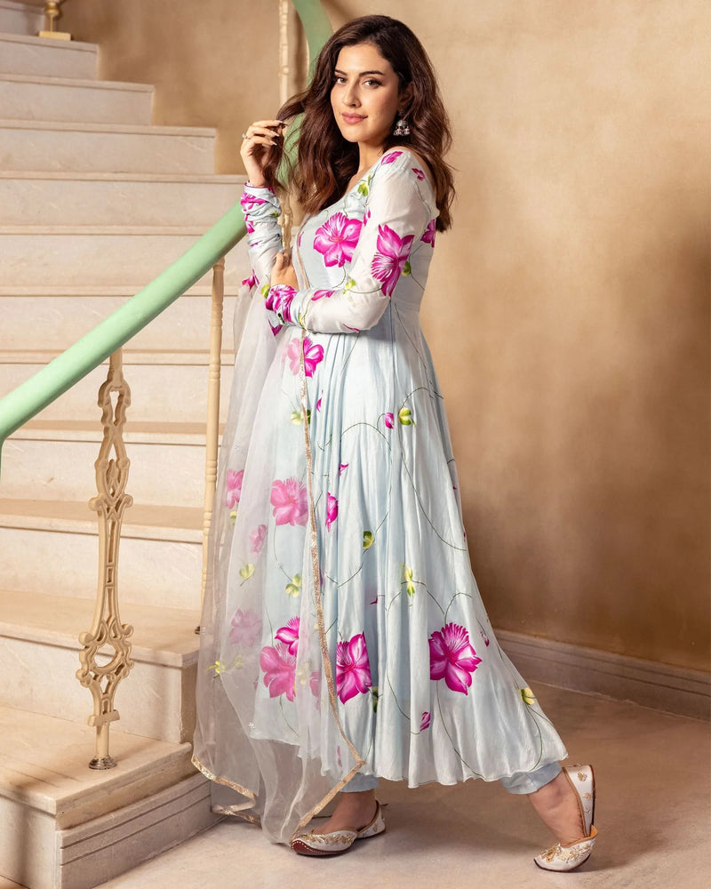 Meher Floral Handpainted Suit Set