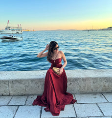pleated maxi dress