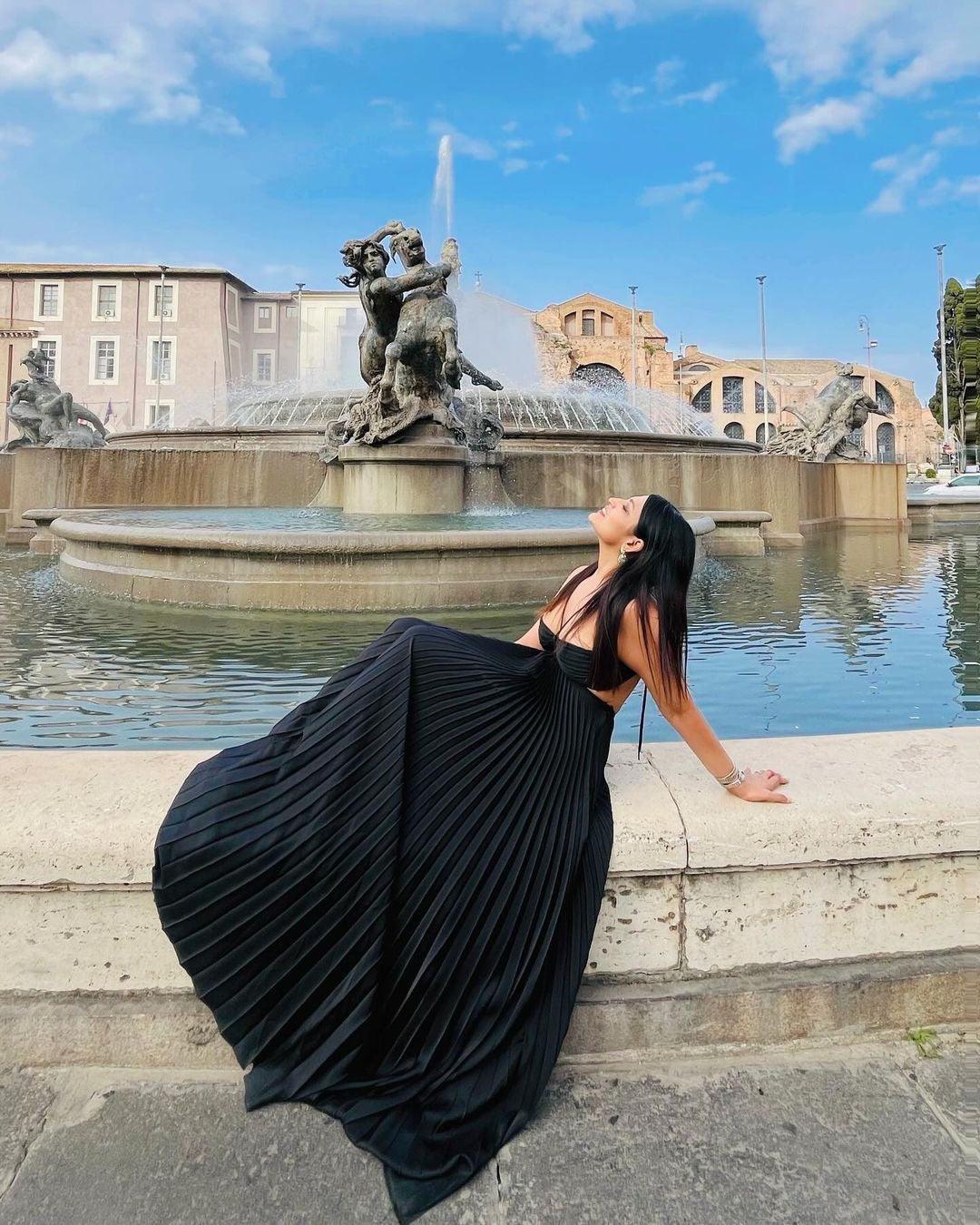 formal pleated gown