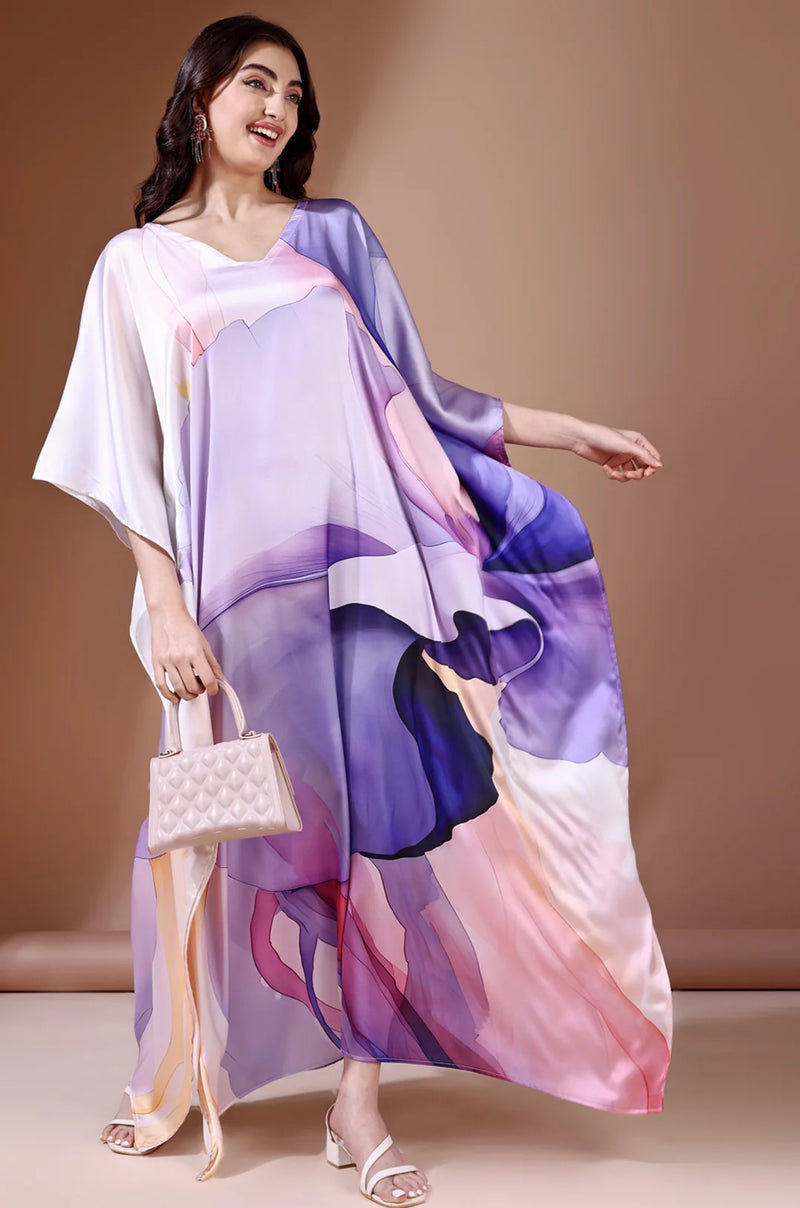 Haze Soft Satin Digital Print Kaftan