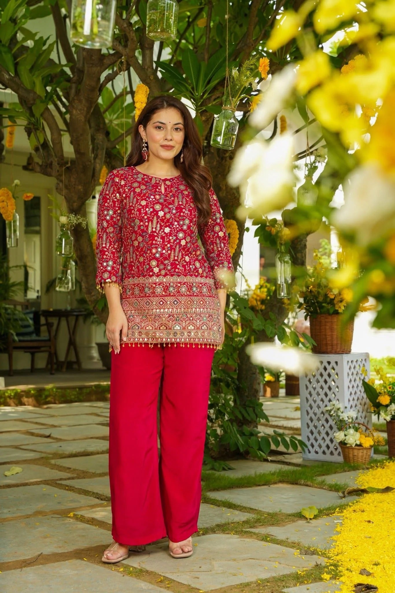 Heavy Georgette Bejewel Pink Co-Ord
