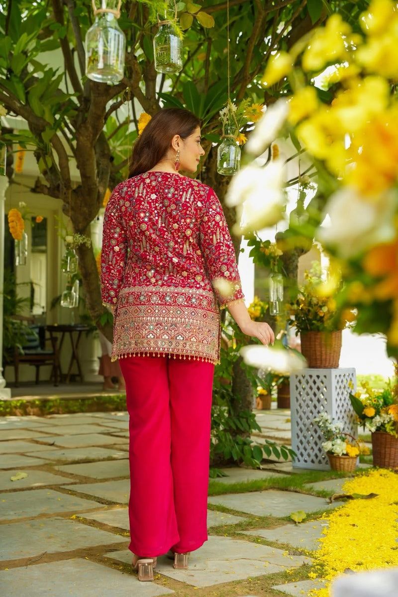 Heavy Georgette Bejewel Pink Co-Ord