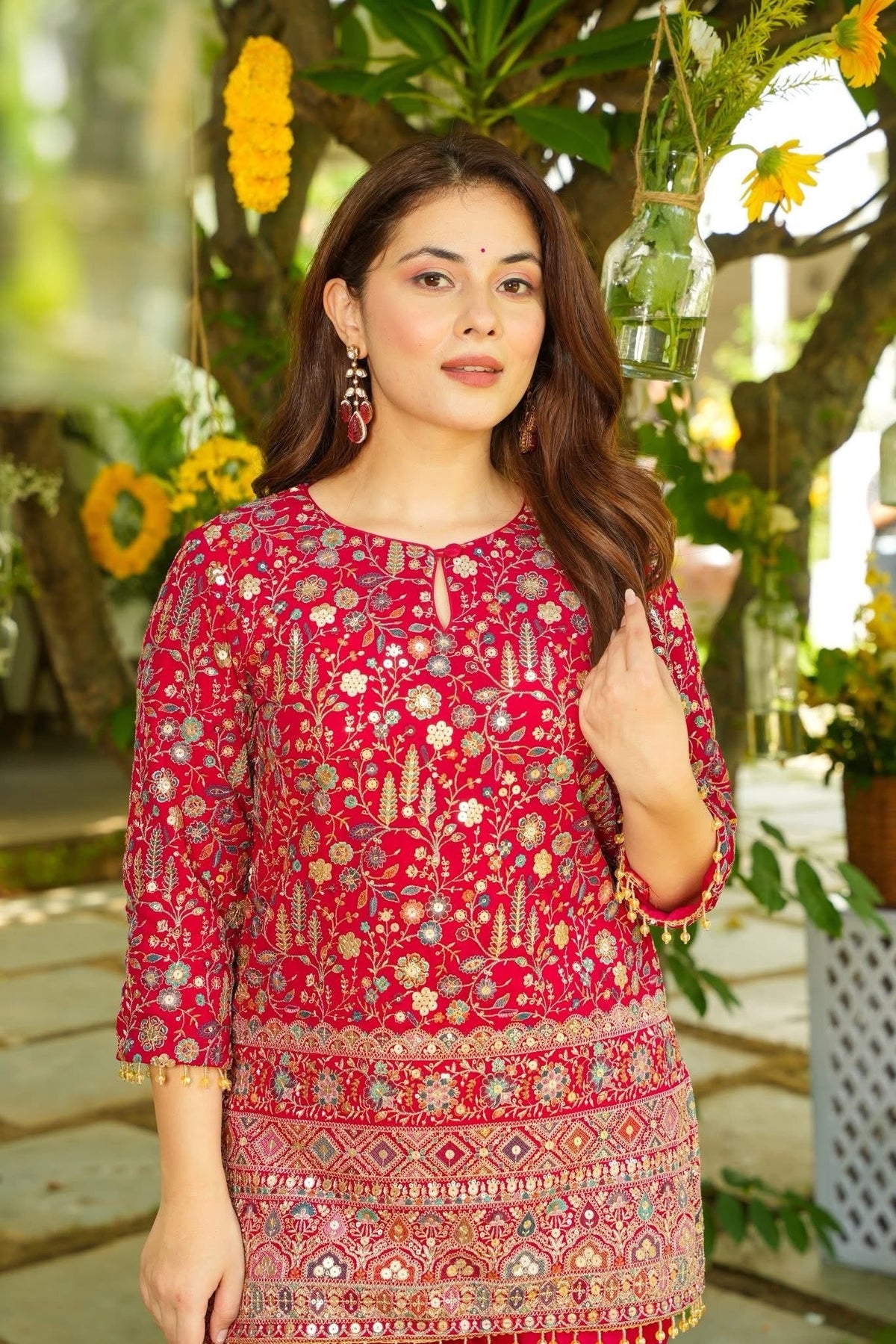 Heavy Georgette Bejewel Pink Co-Ord