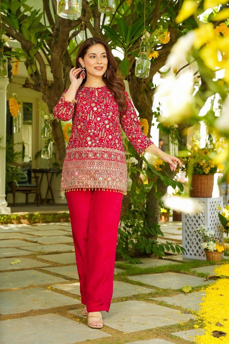 Heavy Georgette Bejewel Pink Co-Ord