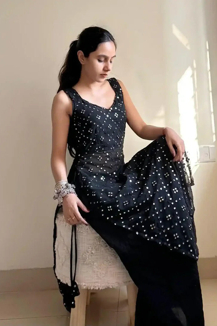Twilight Black Embellished Kurta Set