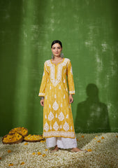 Yellow Modal Chikankari Cotton Kurti