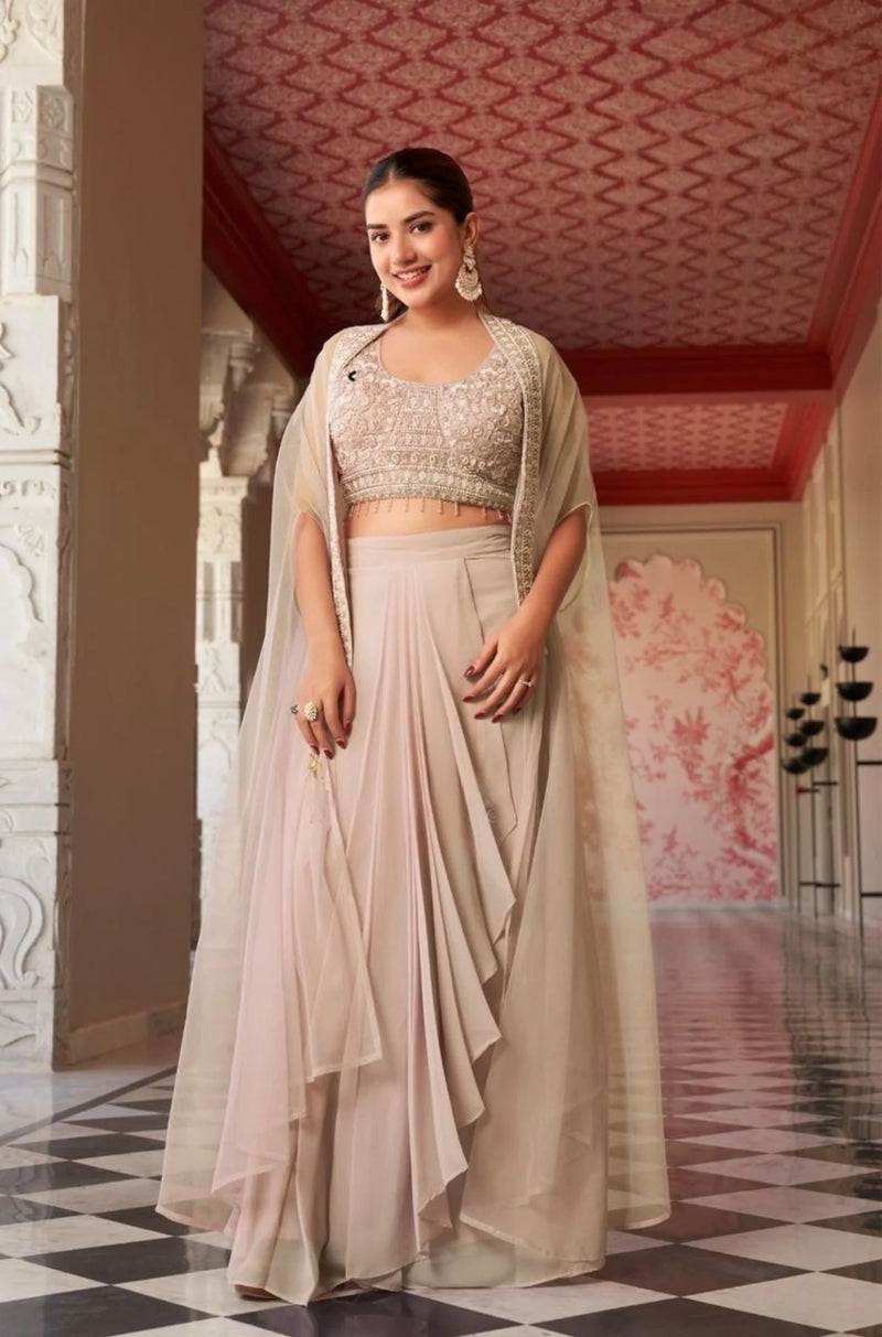 Pink Viscose Moti Handwork Set