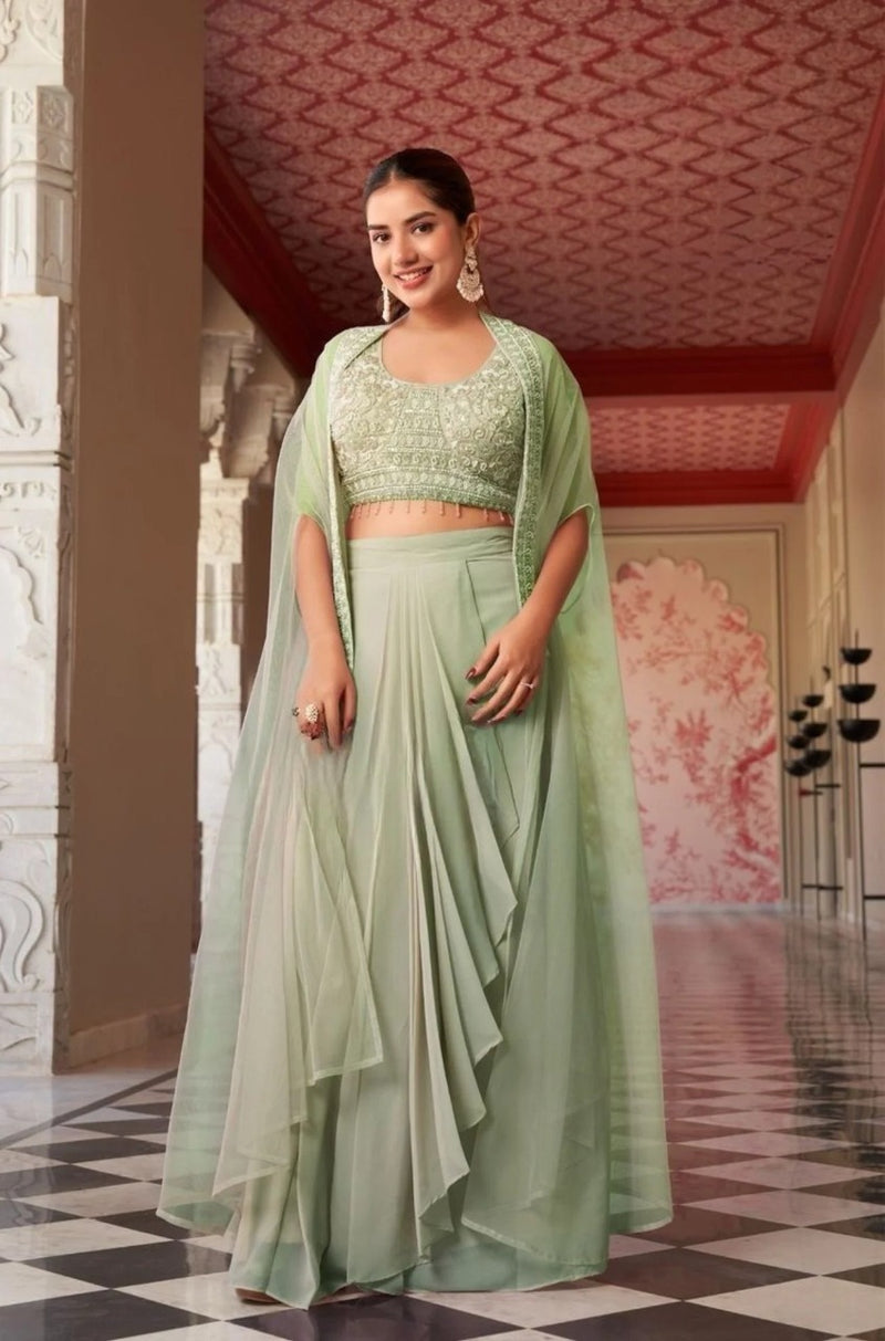 Pink Viscose Moti Handwork Set