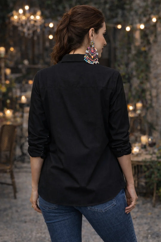 Woman Multicolor Patchwork Fusion Shirt